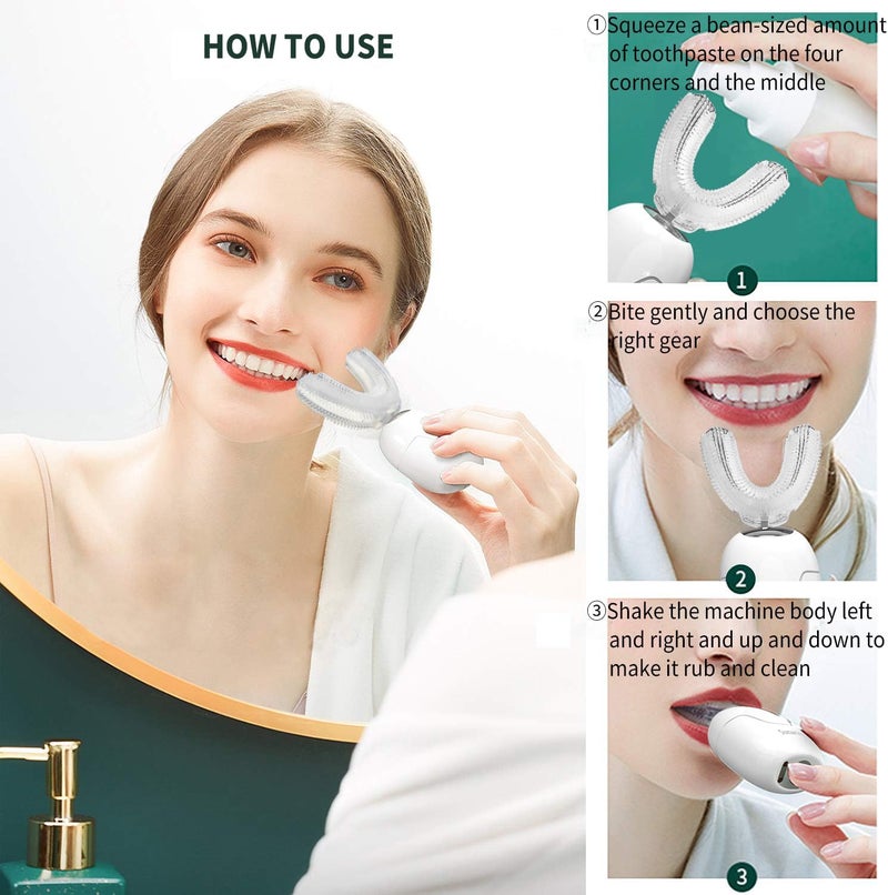 Sunartec 360° U-Shaped Toothbrush for Adults, Suitable for People with Limited Mobility Original Newupgrade Automatic Electric Toothbrushes, Multiple Brush Heads Options,IPX7 Waterproof - Image 3